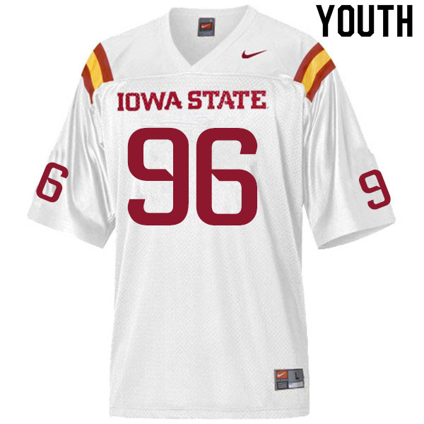 Youth #96 J.R. Singleton Iowa State Cyclones College Football Jerseys Sale-White - Click Image to Close